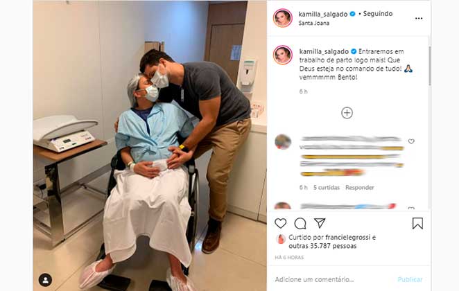 Kamilla Salgado anunciou no Instagram que deu entrada na maternidade para chegada de Bento