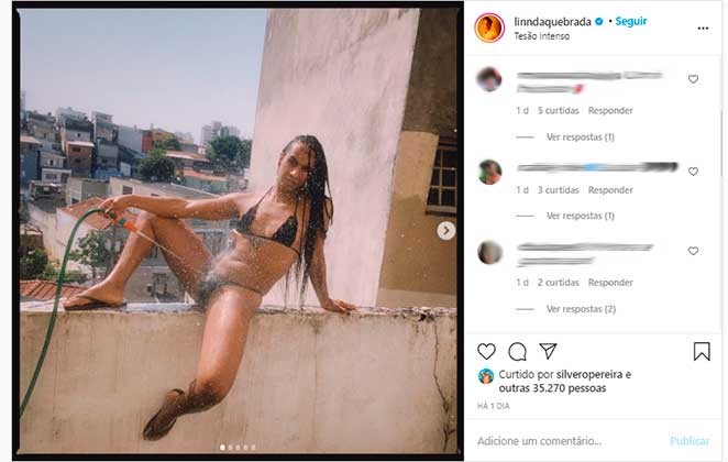 Linn da Quebrada sensualizou de biquíni no Instagram