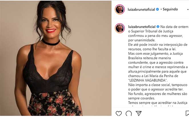 Luiza Brunet faz post para celebrar a condenação de ex