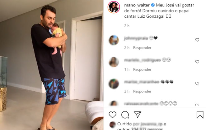 Mano Walter dança forro com seu baby José 
