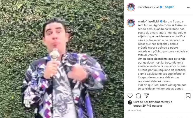 Mario Frias detonou Marcelo Adnet em suas redes sociais