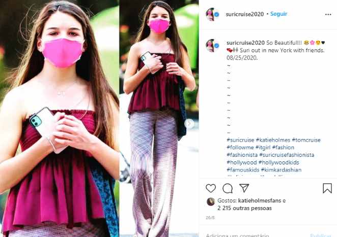 Suri Cruise passeando durante a quarentena