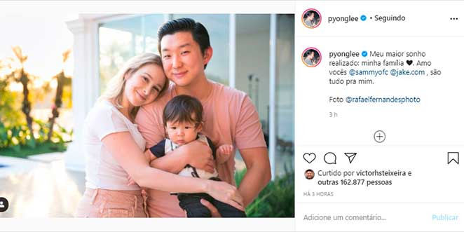 Pyong Lee homenageou a família em publicação no Instagram
