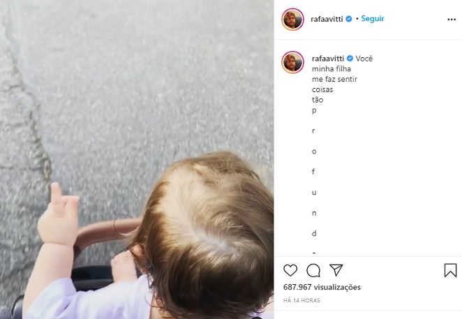 Rafael Vitti compartilha vídeo fofíssimo da filha Clara Maria, de dez meses