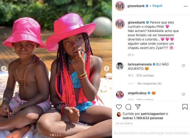 Titi e Bless roubam a cena no Instagram de Giovanna Ewbank