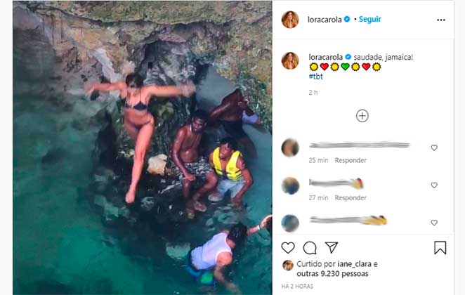 Carolina Dieckmann relembrou viagem para Jamaica no Instagram