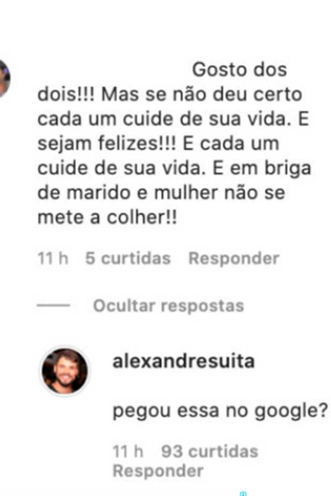 Alexandre Suita alfinetou fã de Gusttavo Lima no Instagram