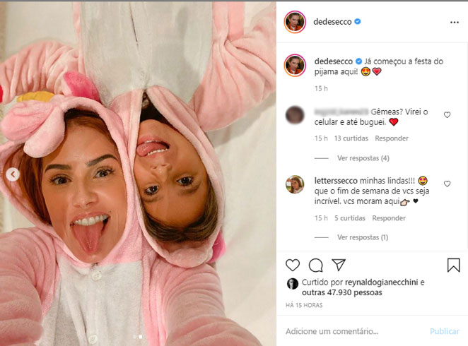 A dupla se divertiu muito com a festa do pijama
