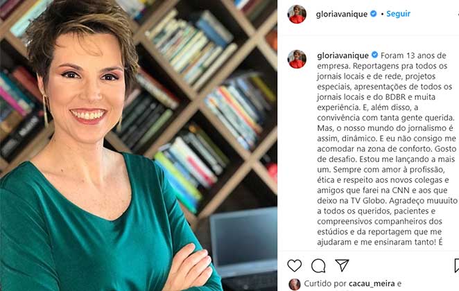Gloria Vanique escreve texto de despedida da Globo