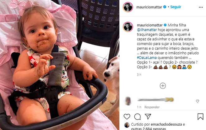 Ilha Mattar, filha de Mauricio Mattar, apareceu sujinha no Instagram