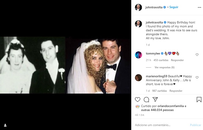 John Travolta faz homenagem para falecida esposa