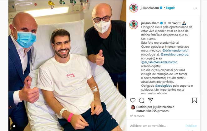 Juliano Laham comemorou sucesso da cirurgia de retirada de tumor
