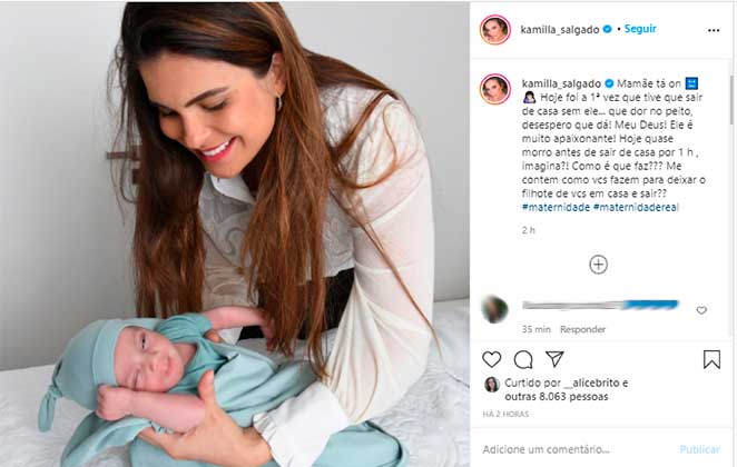 Kamilla Salgado contou experiência de sair sem Bento pela primeira vez
