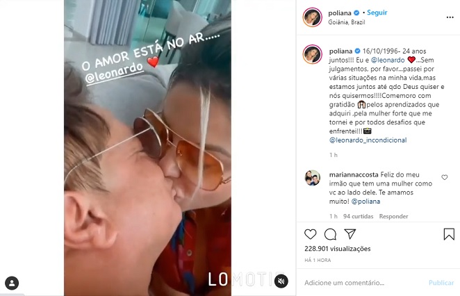 Poliana Rocha e Leonardo comemoram 24 anos de casados