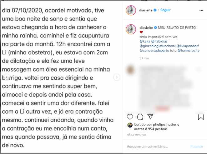 Post da esposa de Kaká nas redes sociais