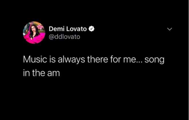 Postagem de Demi Lovato nas redes sociais