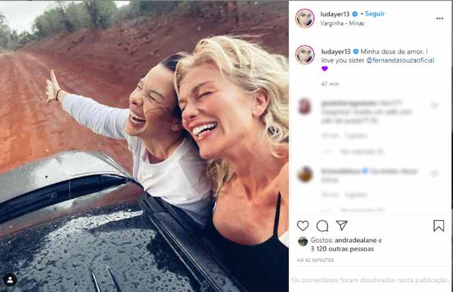 Publicação de Ludmila Dayer nas redes sociais