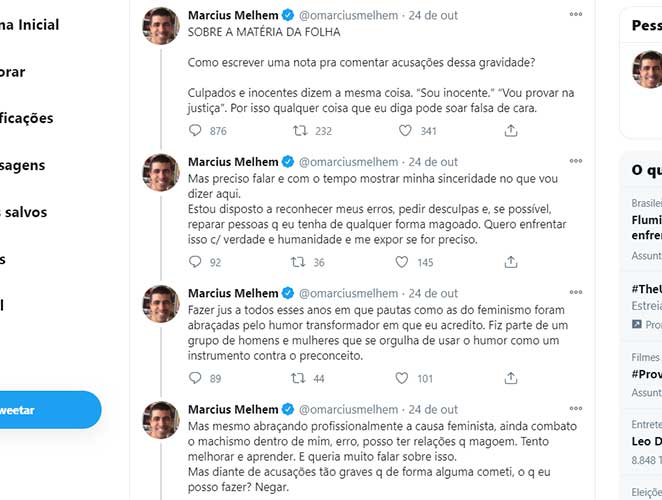 Marcius Melhem se defende de acusações de abuso