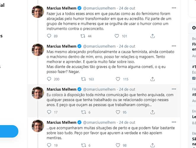 Marcius Melhem e post de defesa