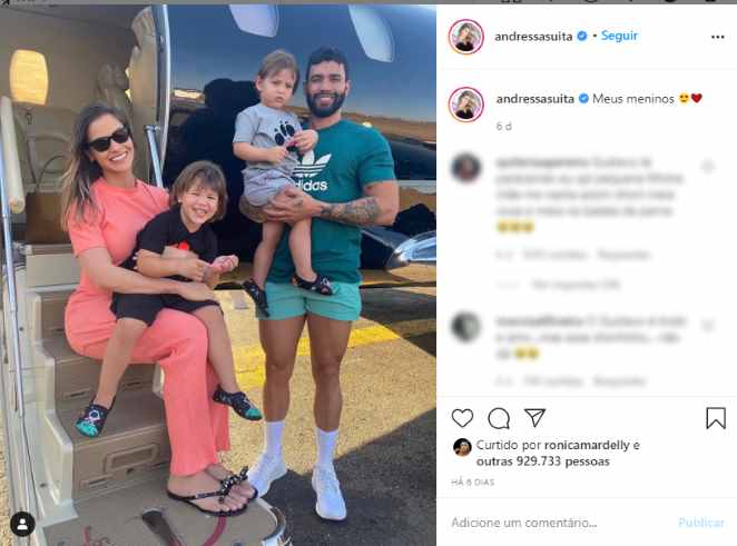 Última postagem do casal nas redes sociais