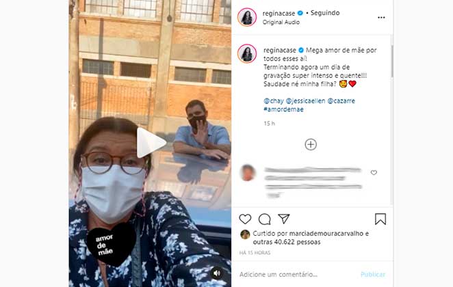 Regina Casé compartilhou vídeo de bastidores das gravações de Amor de Mãe