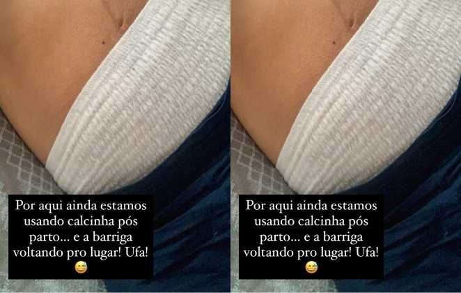 Kamilla Salgado mostrou nos stories do Instagram que está usando calcinha pós-parto