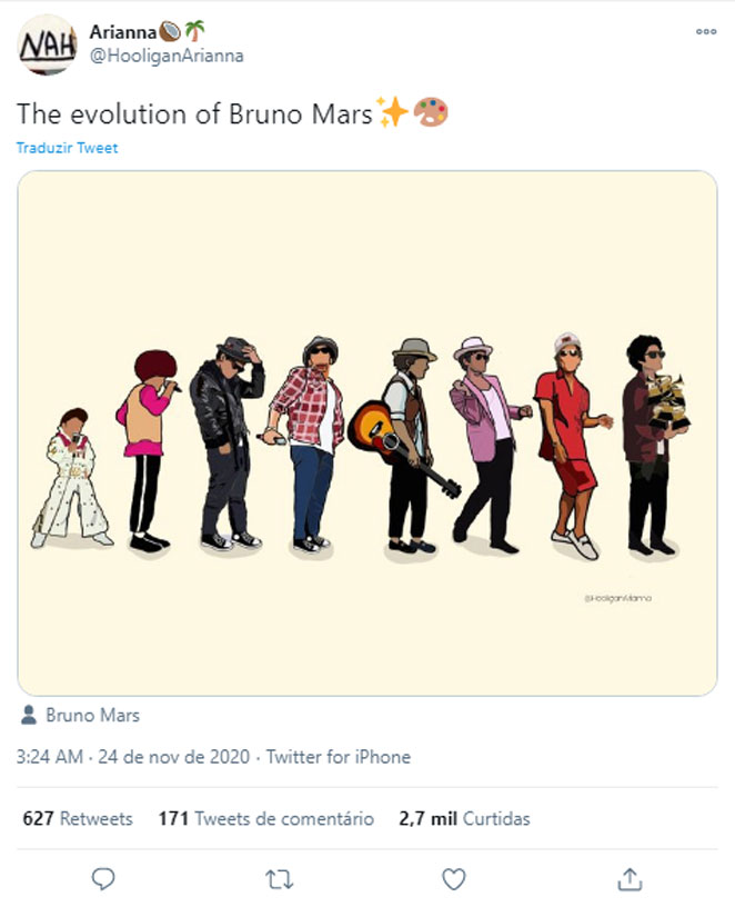 Bruno Mars também foi lembrado pela nova tendência 
