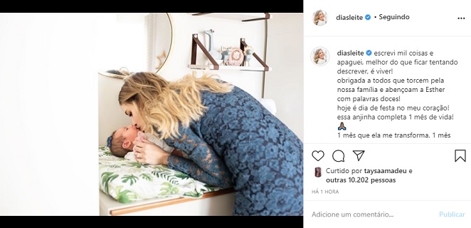 Carol Dias celebrou o primeiro mês da filha Esther nas redes sociais