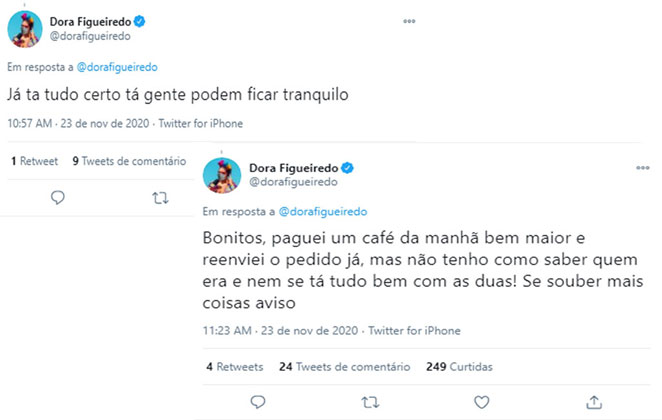 Dora Figueiredo se pronuncia após repercussão dos vídeos sobre a cesta de café da manhã