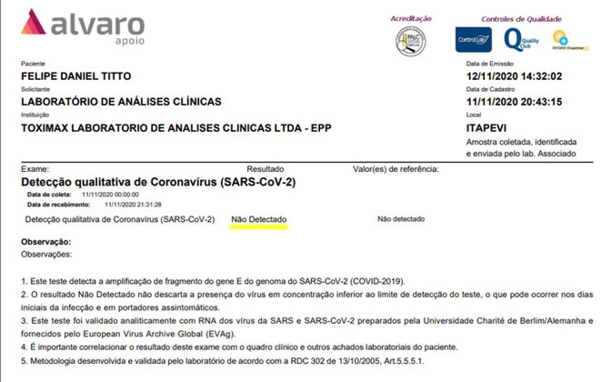 Felipe Titto testa negativo para a COvid-19 em novo exame