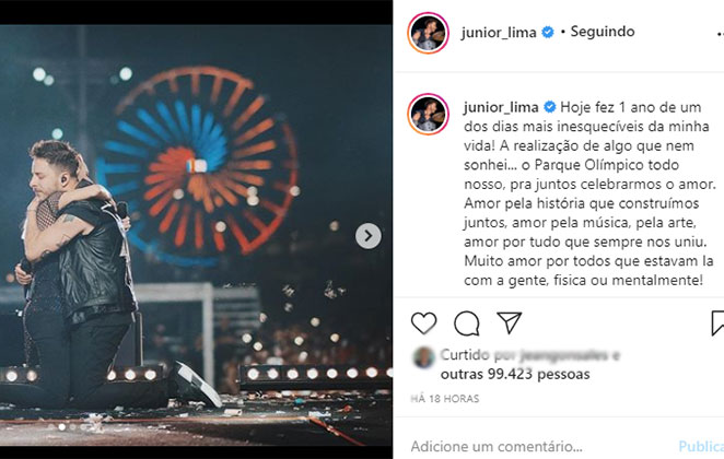 Junior Lima descreveu o sentimento desse projeto de sucesso