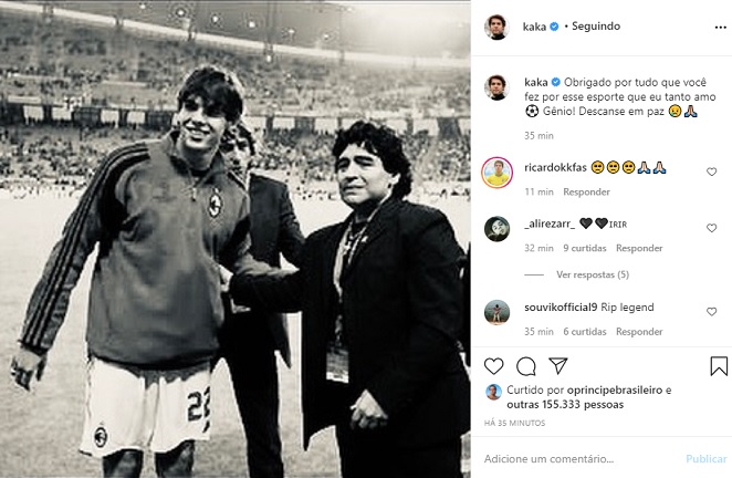 Kaká lamenta morte de Diego Maradona