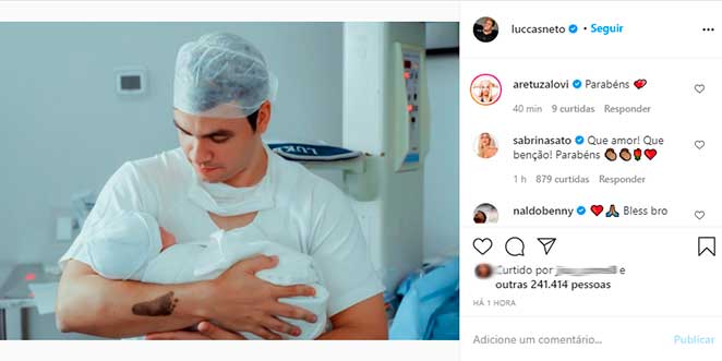 Luccas Neto anunciando nascimento do filho Luke