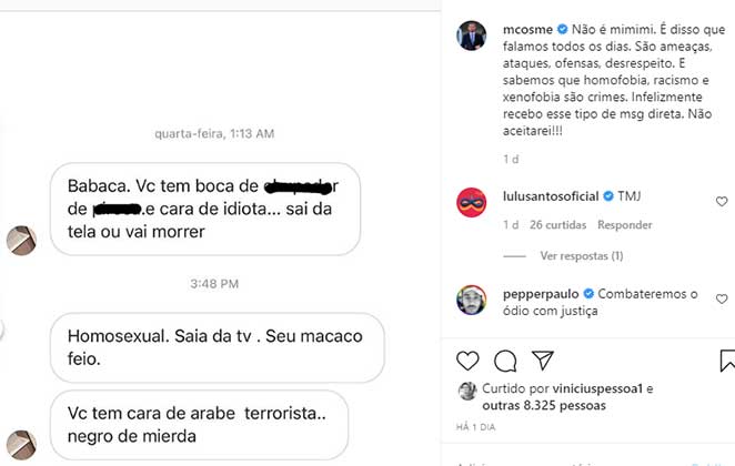 Marcelo Cosme sofre ataque em suas redes sociais