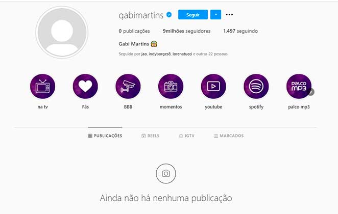 Gabi Martins apaga todas as fotos de seu Instagram