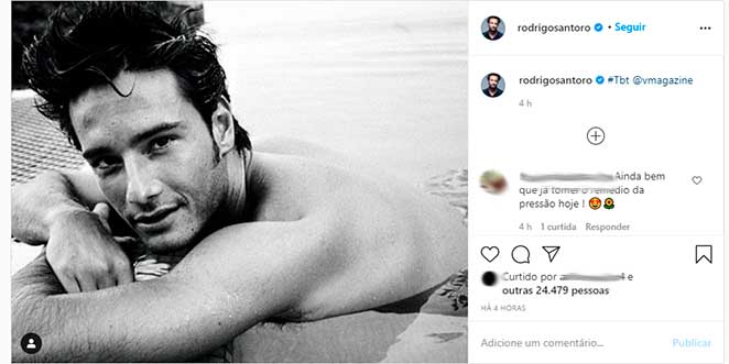Rodrigo Santoro compartilhou foto mais jovem no Instagram