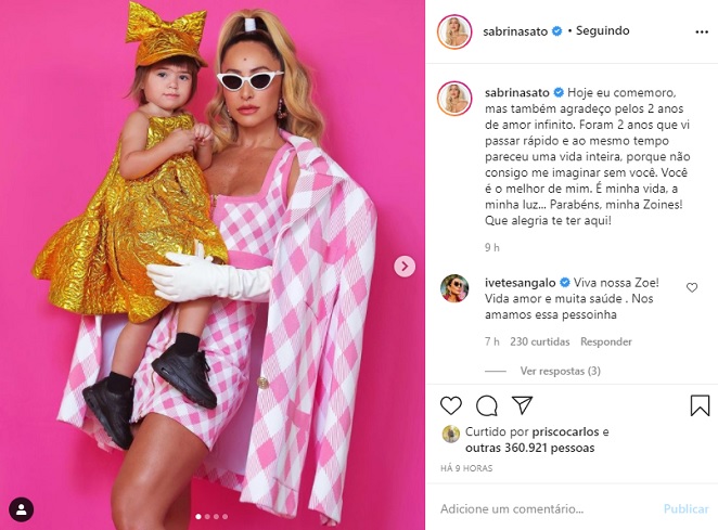 Sabrina Sato se declara para Zoe no aniversário da pequena