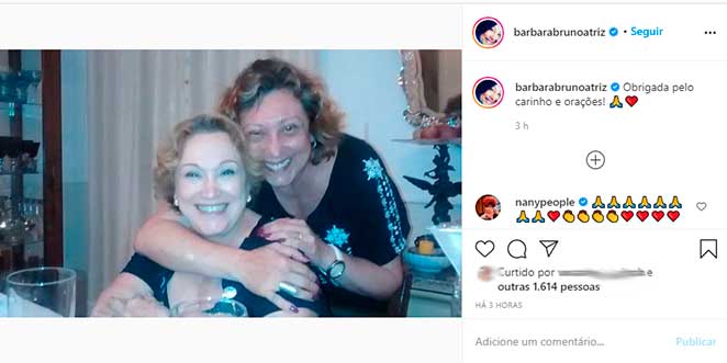 Barbara Bruno homenageando Nicette Bruno no Instagram