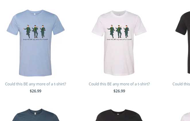 Linha de camisetas está disponível para venda no site na bio de Perry