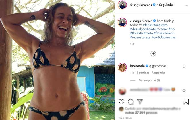 Cissa Guimarães aparece com shape sarado