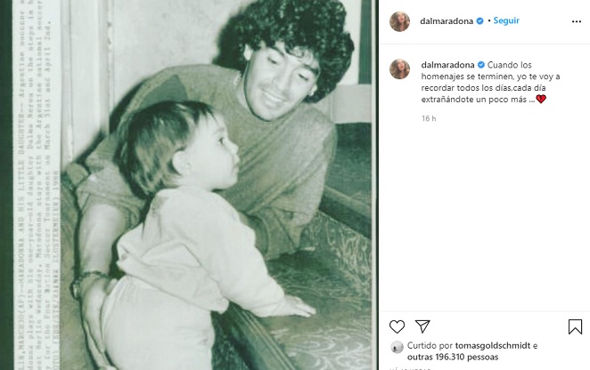 Filha de Maradona desabafa sobre a morte do pai