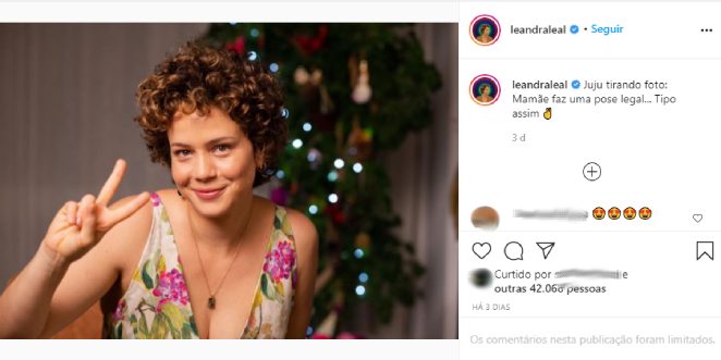 Leandra Leal compartilhou foto feita pela filha