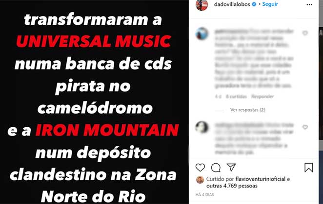 Dado Villa-Lobos fala de material apreendido pela polícia