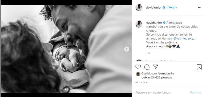 Publicação do ator David Junior na web