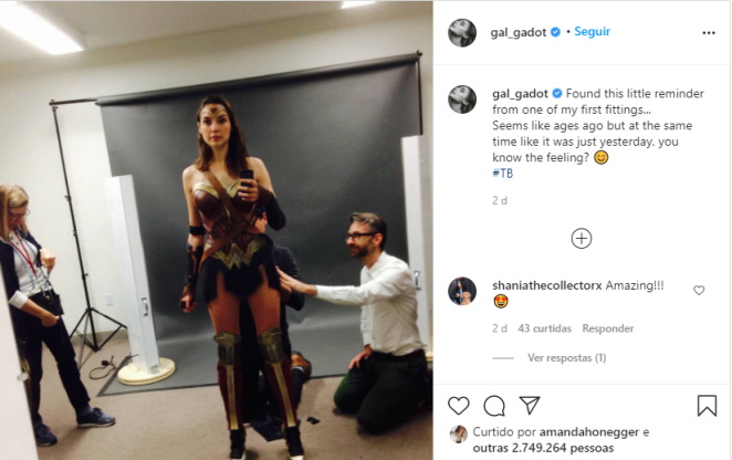 Publicação de Gal Gadot dos bastidores de Mulher-Maravilha
