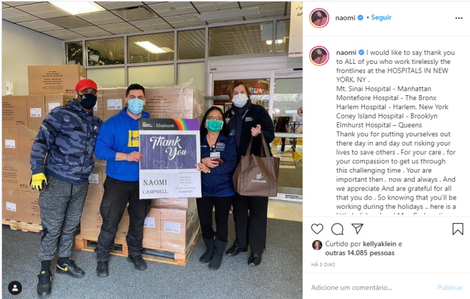 Publicação de Naomi Campbell na web