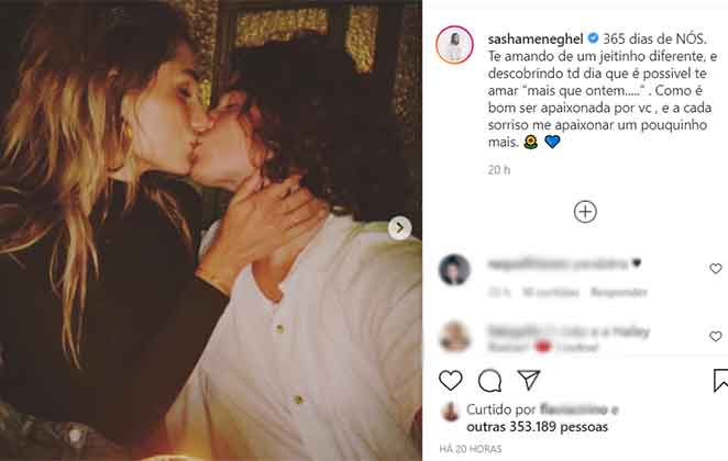 Sasha faz post para comemorar um ano de namoro com João Figueiredo