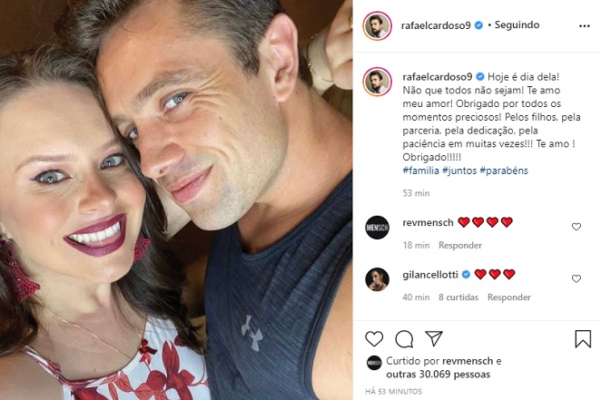 Rafael Cardoso se declara para a esposa Mariana Bridi