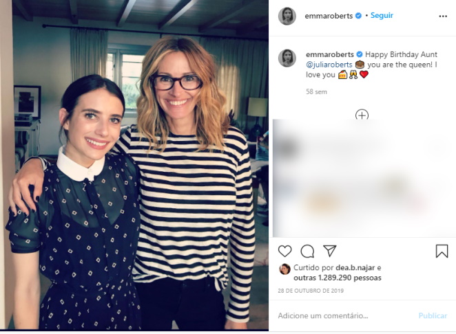 Julia Roberts e Emma Roberts são tia e sobrinha