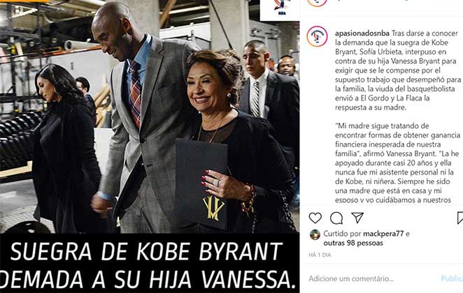 Sogra de Kobe Bryant processa a própria filha